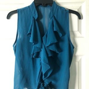 Blue Sheer Tie- Front Top